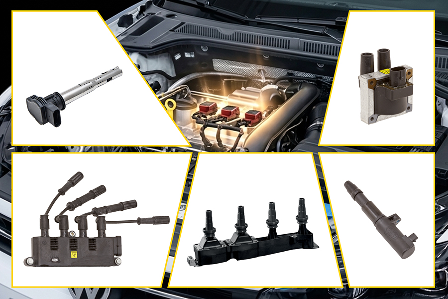 Bobinas de encendido OE en el motor y diversas variantes para el mercado de recambios: lápiz, estándar, plug top y near plug